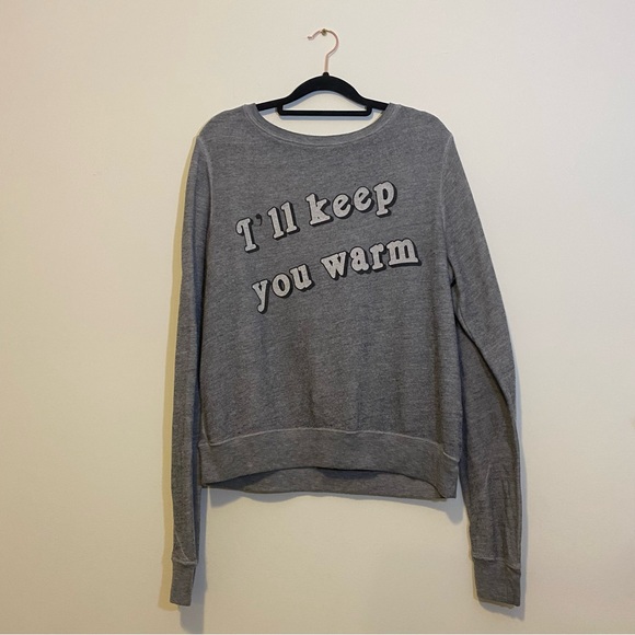 Wildfox Small Gray I’ll Keep You Warm Long Sleeve Pullover - Picture 8 of 8
